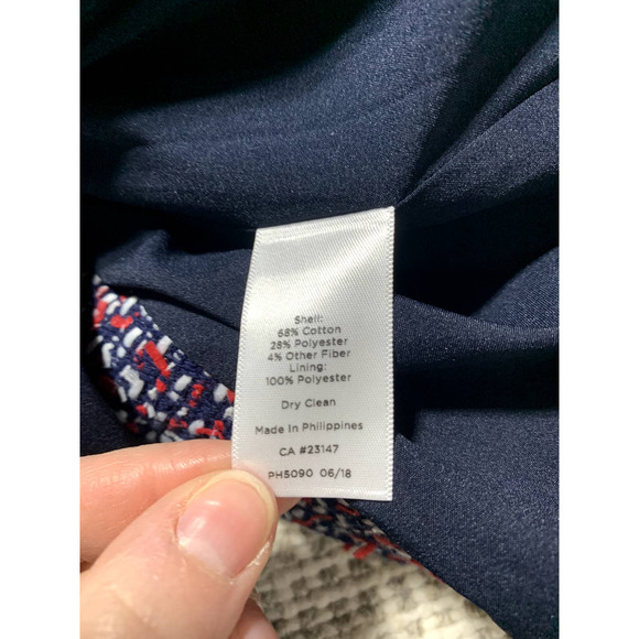 Talbots Womens 6 Red, White & Navy Blue Tweed Pencil Skirt - Picture 6 of 8